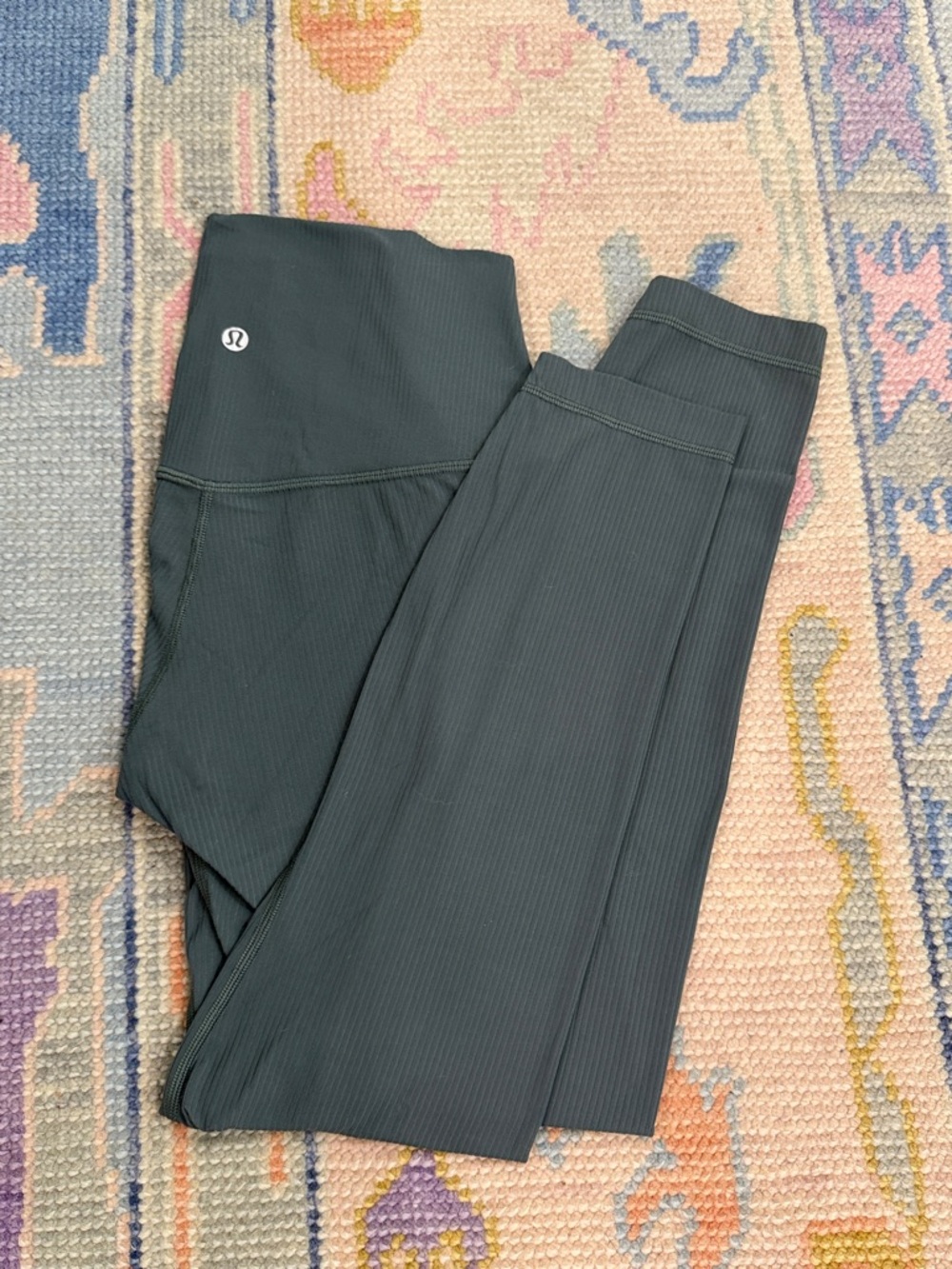Lululemon High-Rise Ribbed Leggings in Dark Forest